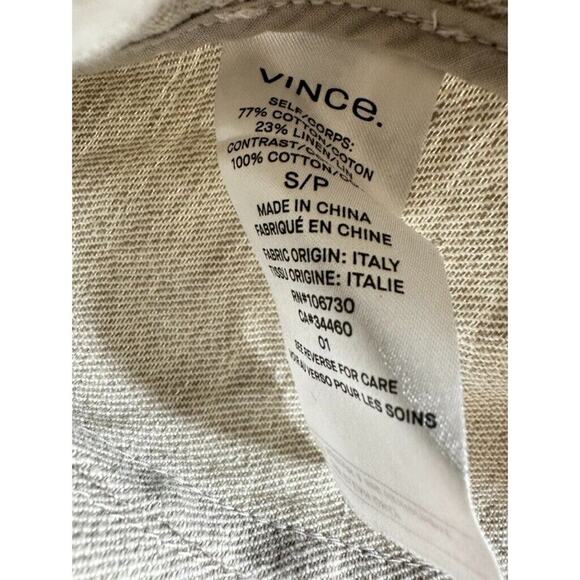 $395 VINCE Linen Italy Cropped Button-front Utility Jacket In Chalk Petite XS - Picture 16 of 16